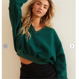 AS Revival Horizon Cropped Pullover V Crewneck Sweatshirt NWT